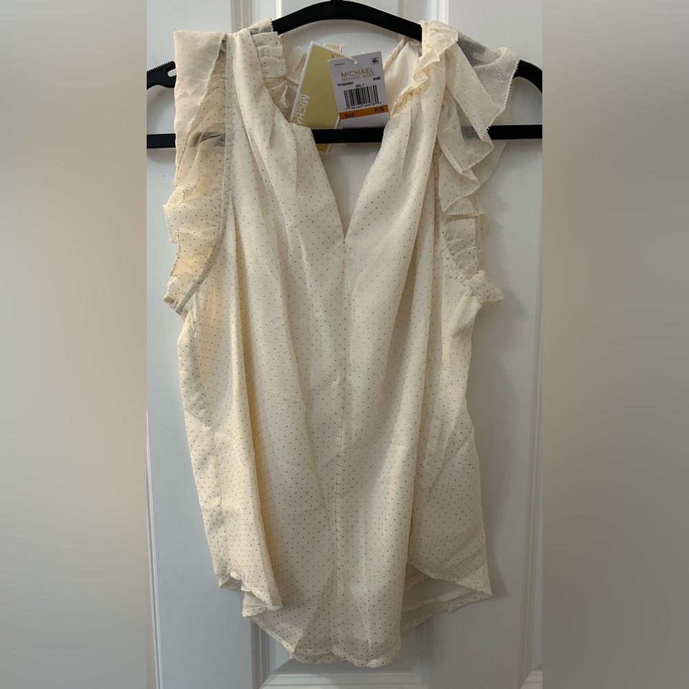 NWT MICHAEL Michael Kors Chiffon Flutter Sleeve Top